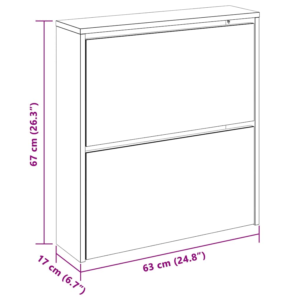 Scarpiera con Specchio a 2 Livelli Nera 63x17x67 cm
