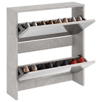 Scarpiera con Specchio a 2 Livelli Grigio cemento 63x17x67 cm