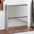 Scarpiera con Specchio a 2 Livelli Grigio cemento 63x17x67 cm