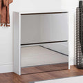 Scarpiera con Specchio a 2 Livelli Bianco lucido 63x17x67 cm