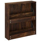 Scarpiera con Specchio a 2 Livelli Rovere fumo 63x17x67 cm