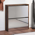 Scarpiera con Specchio a 2 Livelli Rovere fumo 63x17x67 cm