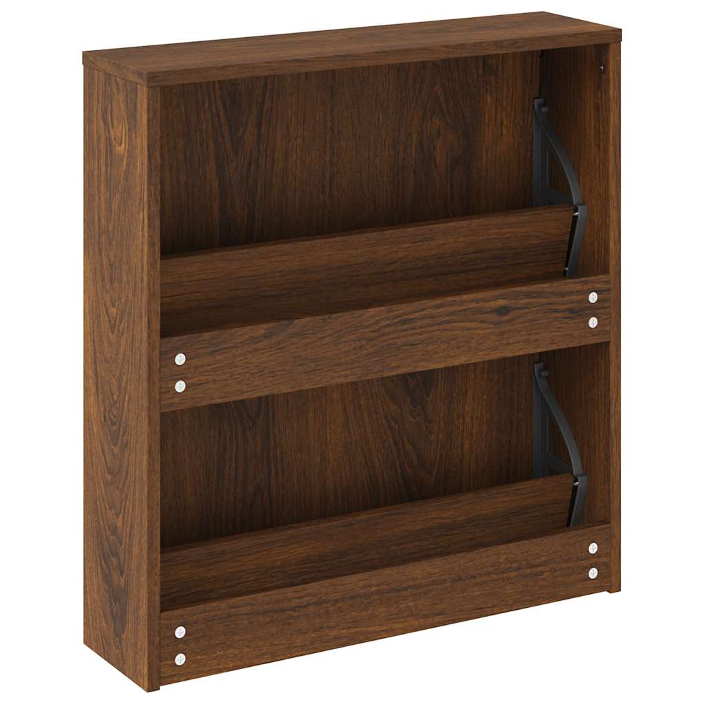 Scarpiera con Specchio a 2 Livelli Rovere marrone 63x17x67 cm