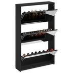 Scarpiera con Specchio a 3 Ripiani Nera 63x17x102,5 cm