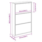Scarpiera con Specchio a 3 Ripiani Nera 63x17x102,5 cm