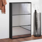 Scarpiera con Specchio a 3 Ripiani Nera 63x17x102,5 cm