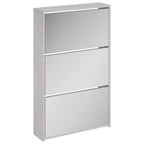 Scarpiera con Specchio a 3 Livelli Grigio cemento 63x17x102,5cm