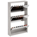 Scarpiera con Specchio a 3 Livelli Grigio cemento 63x17x102,5cm