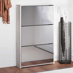 Scarpiera con Specchio a 3 Livelli Grigio cemento 63x17x102,5cm