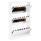 Scarpiera con Specchio 3 Strati Bianco Lucido 63x17x102,5 cm