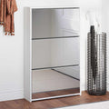 Scarpiera con Specchio 3 Strati Bianco Lucido 63x17x102,5 cm