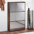 Scarpiera con Specchio a 3 Livelli Rovere fumo 63x17x102,5 cm