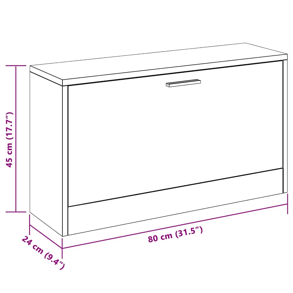 Scarpiera Grigio Sonoma 80x24x45 cm in Legno Multistrato
