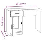 Scrivania Cassetto Nero 100x40x73cm Legno Multistrato