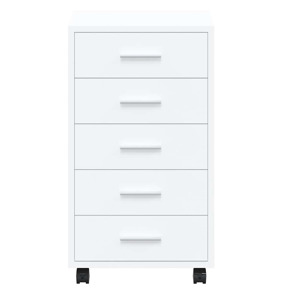 Cassettiera con Ruote bianco lucido in Legno Multistrato