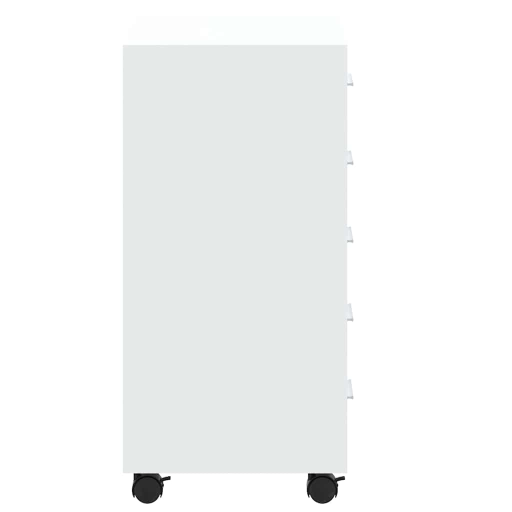 Cassettiera con Ruote bianco lucido in Legno Multistrato