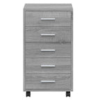 Cassettiera con Ruote grigio sonoma in Legno Multistrato