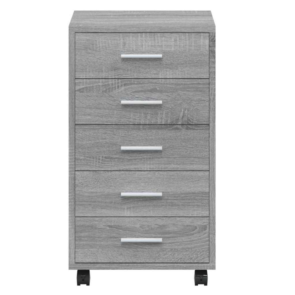 Cassettiera con Ruote grigio sonoma in Legno Multistrato