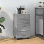 Cassettiera con Ruote grigio sonoma in Legno Multistrato