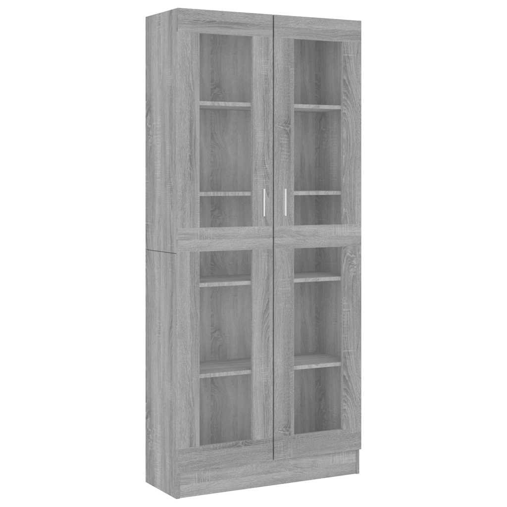 Mobile Vetrina Grigio Sonoma 82,5x30,5x185 Legno Multistrato