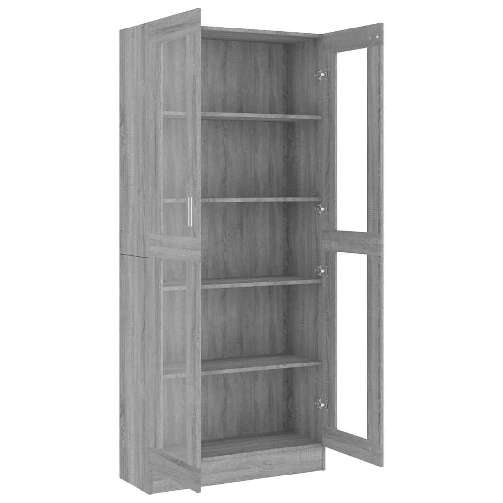 Mobile Vetrina Grigio Sonoma 82,5x30,5x185 Legno Multistrato