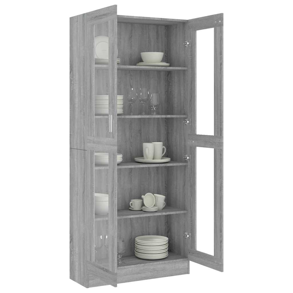 Mobile Vetrina Grigio Sonoma 82,5x30,5x185 Legno Multistrato