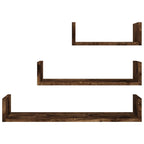 Mensole Espositive da Parete 3 pz Rovere Fumo Legno Multistrato