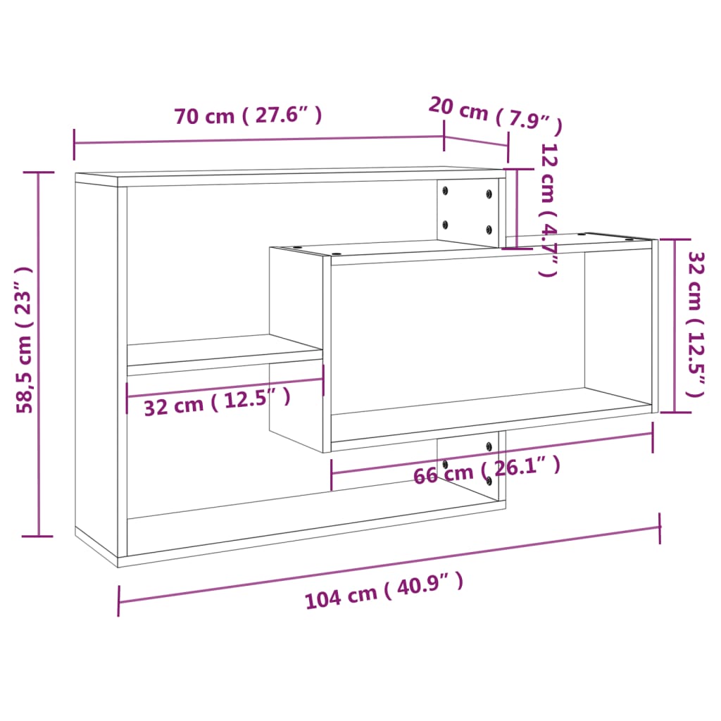 Mensola a Muro Rovere Fumo 104x20x58,5 cm Legno Multistrato