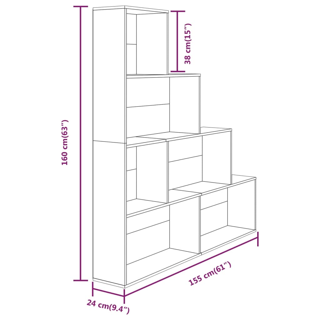 Libreria Grigio Sonoma 155x24x160 cm