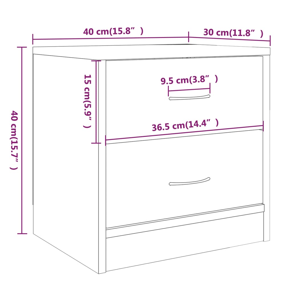 Comodini 2pz Grigio Sonoma 40x30x40 cm in Truciolato