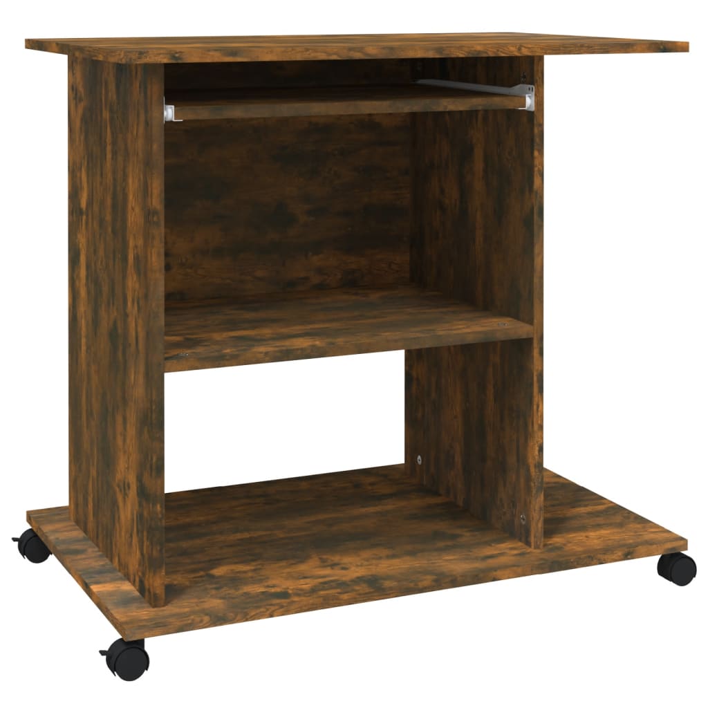 Scrivania per Computer Rovere Fumo 80x50x75cm Legno Multistrato