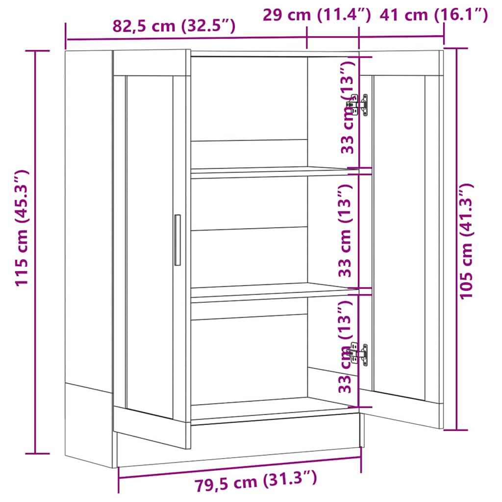 Mobile Vetrina Rovere Fumo 82,5x30,5x115cm in Legno Multistrato