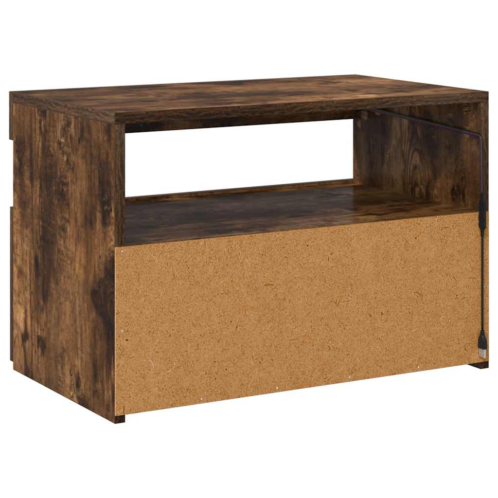 Mobile Porta TV con Luci LED Rovere Fumo 60x35x40 cm