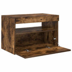 Mobile Porta TV con Luci LED Rovere Fumo 60x35x40 cm