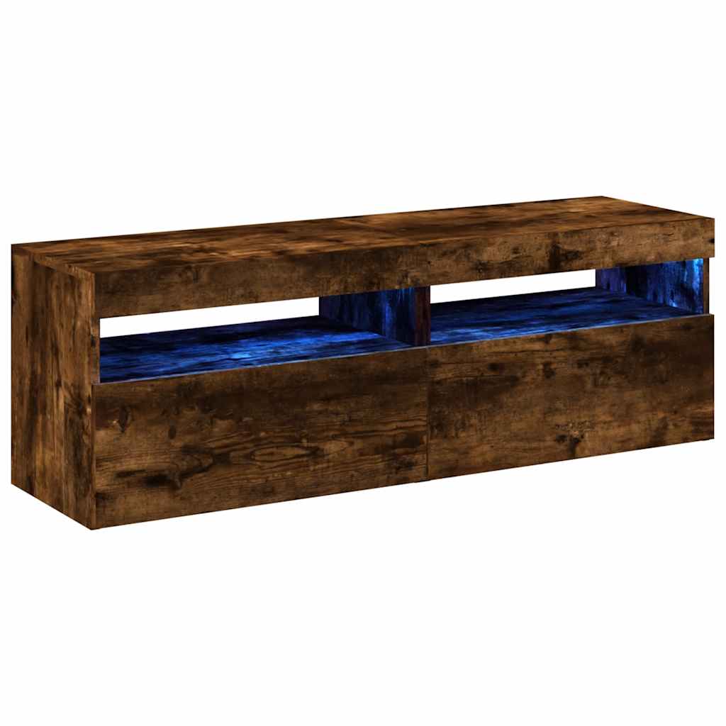 Mobili Porta TV con Luci LED 2 pz Rovere Fumo 60x35x40 cm