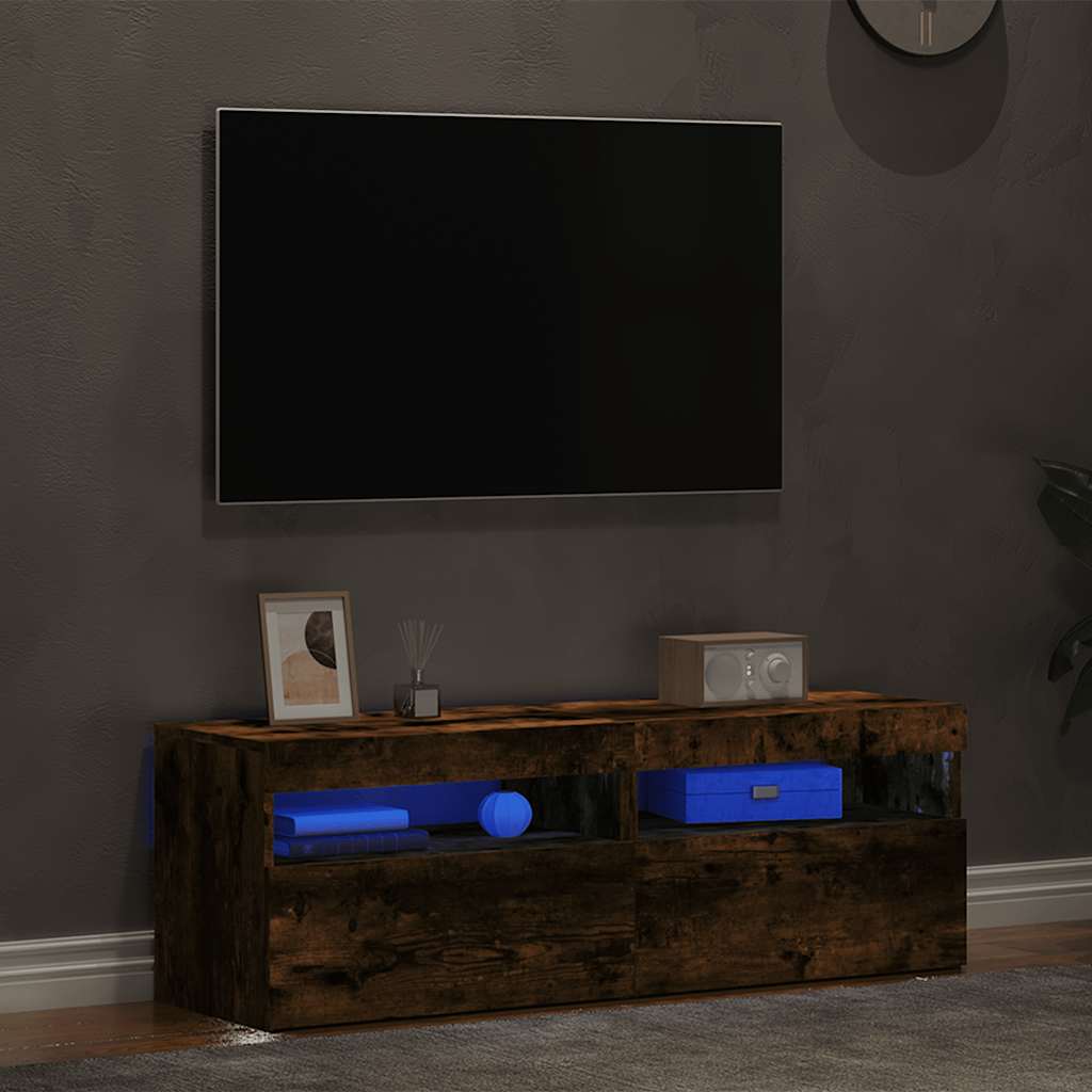 Mobili Porta TV con Luci LED 2 pz Rovere Fumo 60x35x40 cm