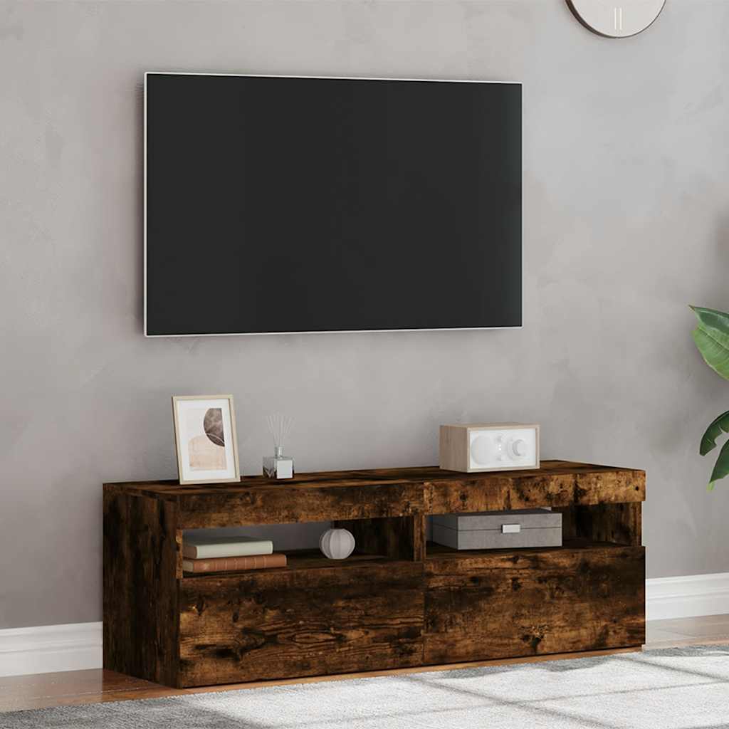 Mobili Porta TV con Luci LED 2 pz Rovere Fumo 60x35x40 cm