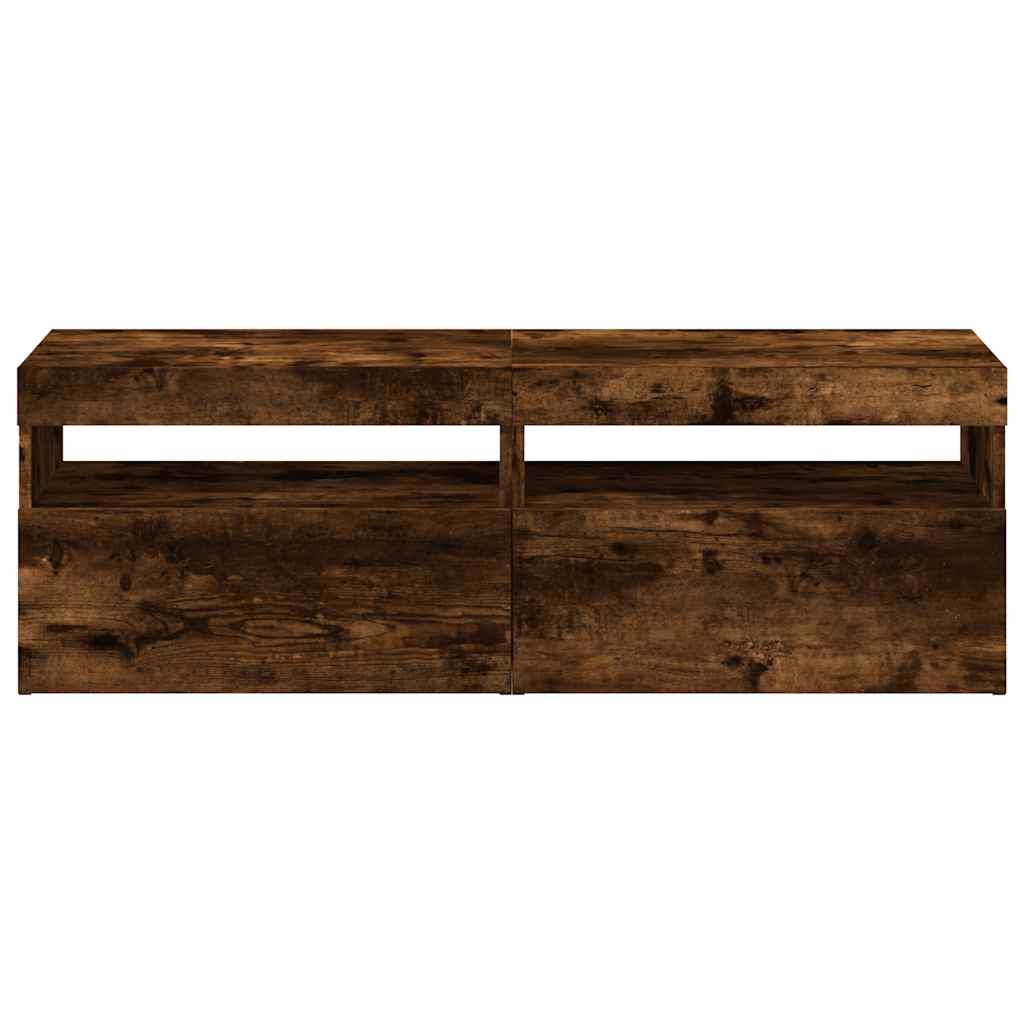 Mobili Porta TV con Luci LED 2 pz Rovere Fumo 60x35x40 cm