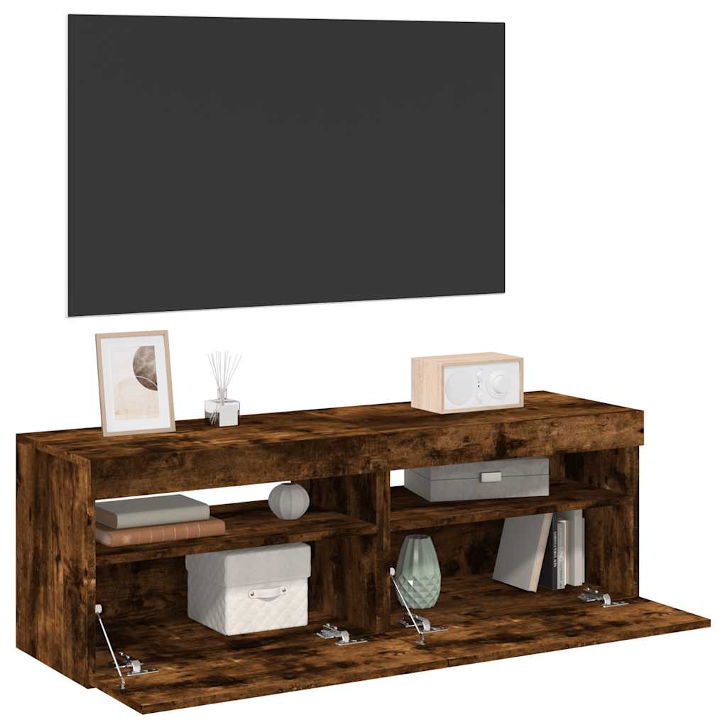 Mobili Porta TV con Luci LED 2 pz Rovere Fumo 60x35x40 cm