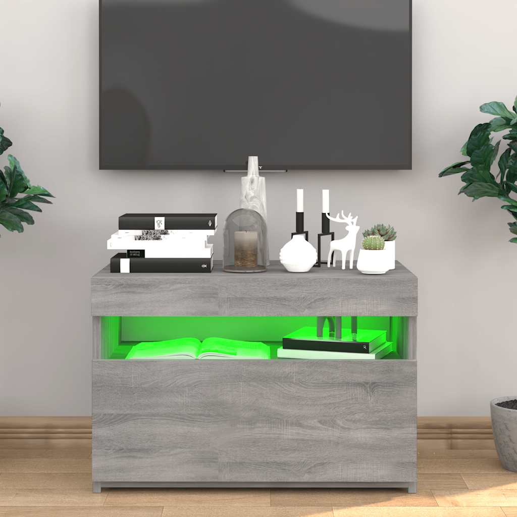 Mobile Porta TV con Luci LED Grigio Sonoma 60x35x40 cm