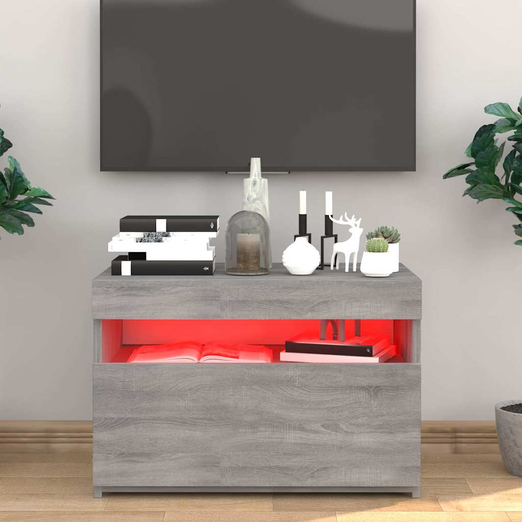 Mobile Porta TV con Luci LED Grigio Sonoma 60x35x40 cm