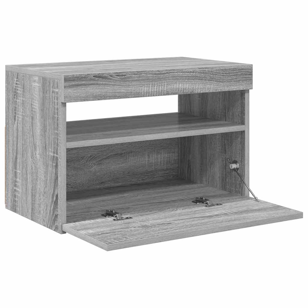 Mobile Porta TV con Luci LED Grigio Sonoma 60x35x40 cm