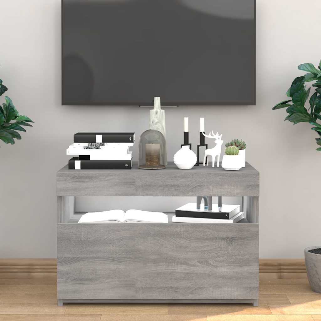 Mobile Porta TV con Luci LED Grigio Sonoma 60x35x40 cm