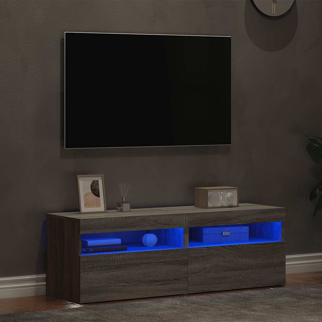 Mobili TV con Luci LED 2 pz Grigio Sonoma 60x35x40 cm