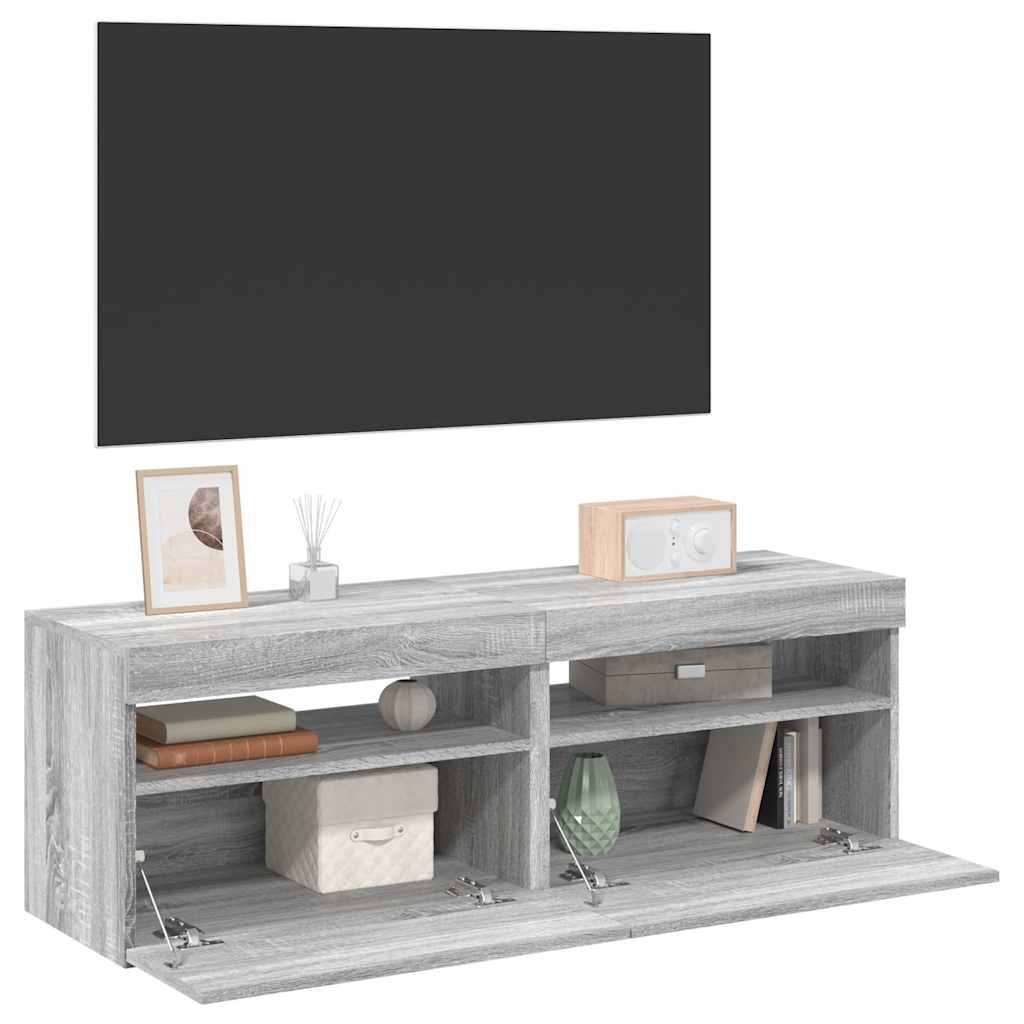 Mobili TV con Luci LED 2 pz Grigio Sonoma 60x35x40 cm