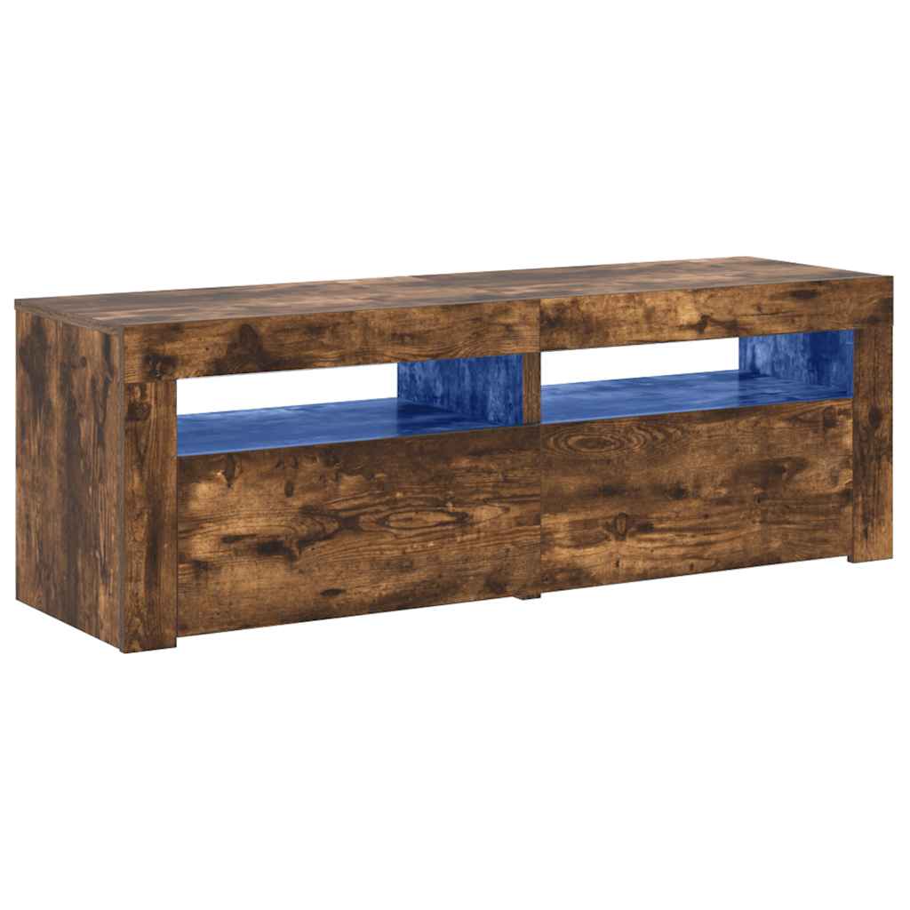 Mobile Porta TV con Luci LED Rovere Fumo 120x35x40 cm