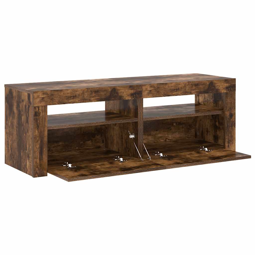 Mobile Porta TV con Luci LED Rovere Fumo 120x35x40 cm