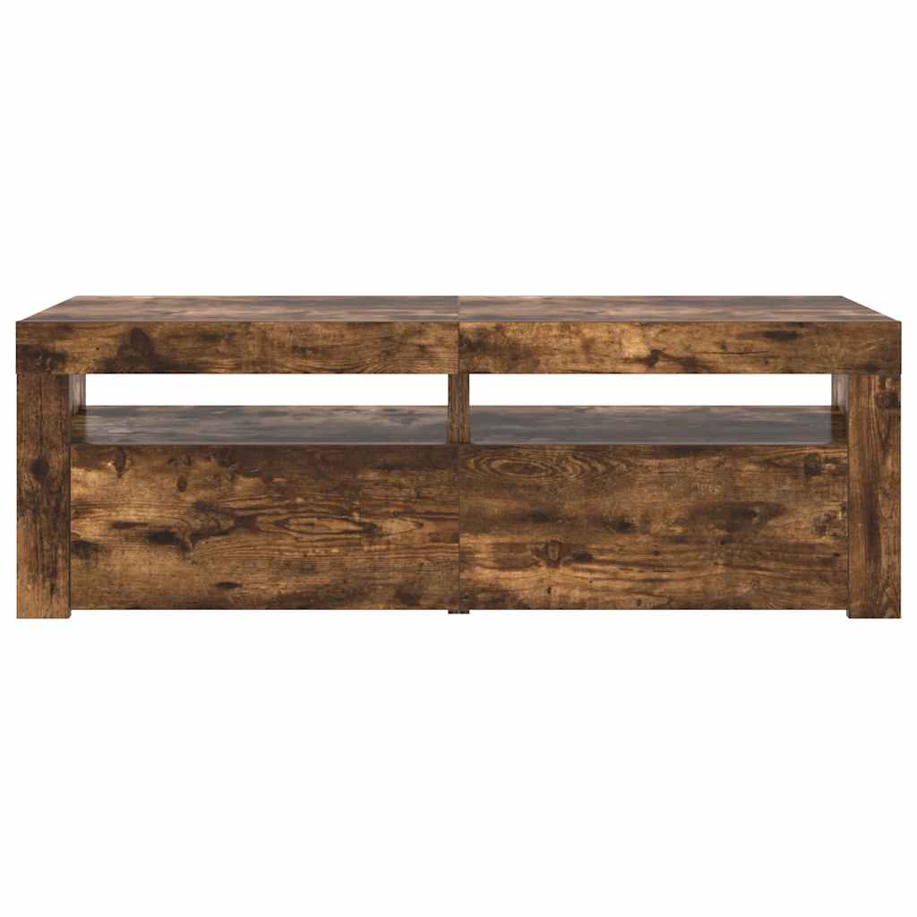 Mobile Porta TV con Luci LED Rovere Fumo 120x35x40 cm