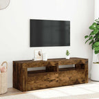 Mobile Porta TV con Luci LED Rovere Fumo 120x35x40 cm