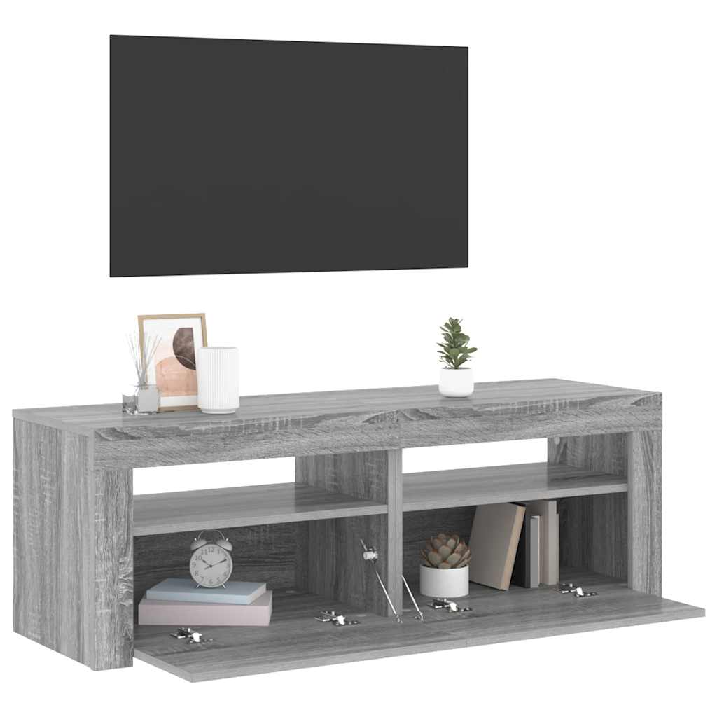 Mobile Porta TV con Luci LED Grigio Sonoma 120x35x40 cmcm